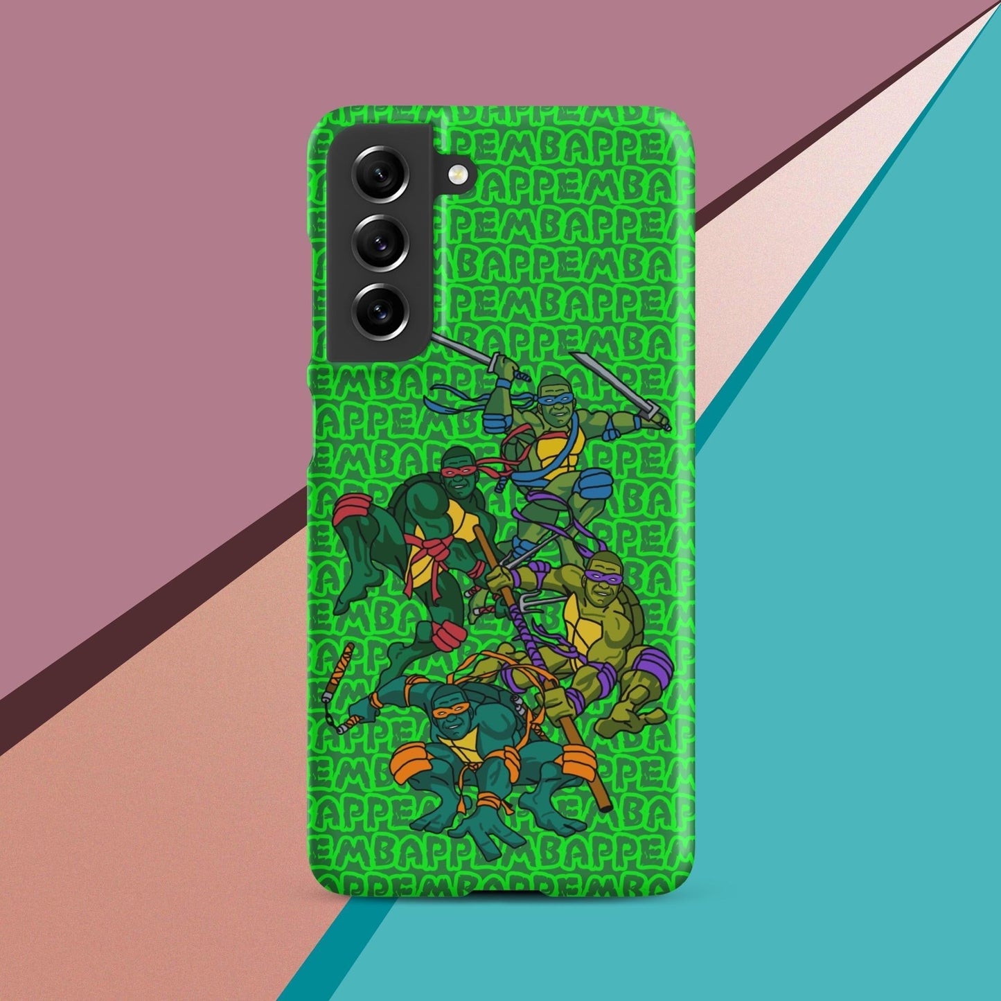 Kylian Mbappe Ninja Turtles funny football/ soccer meme Snap case for Samsung® green Matte Samsung Galaxy S21 FE Mobile Phone Cases Football Kylian Mbappe Ninja Turtles PSG Real Madrid Next Cult Brand