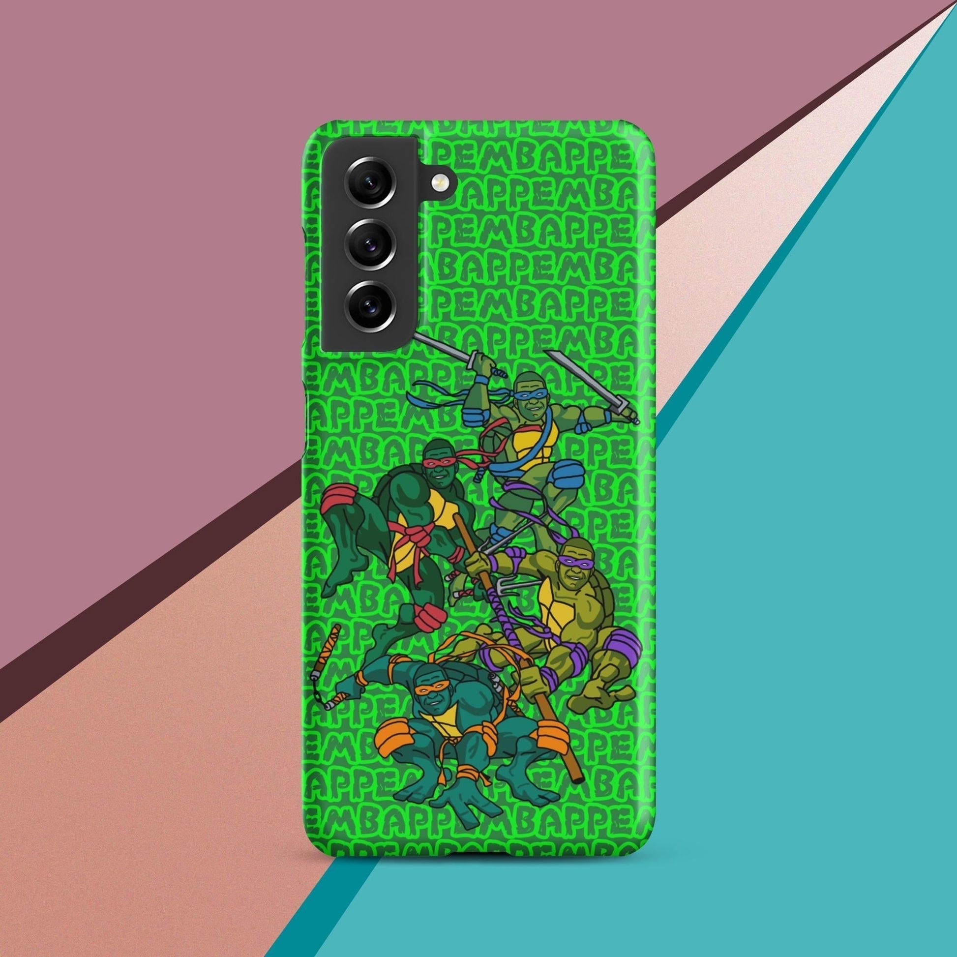 Kylian Mbappe Ninja Turtles funny football/ soccer meme Snap case for Samsung® green Matte Samsung Galaxy S21 Mobile Phone Cases Football Kylian Mbappe Ninja Turtles PSG Real Madrid Next Cult Brand