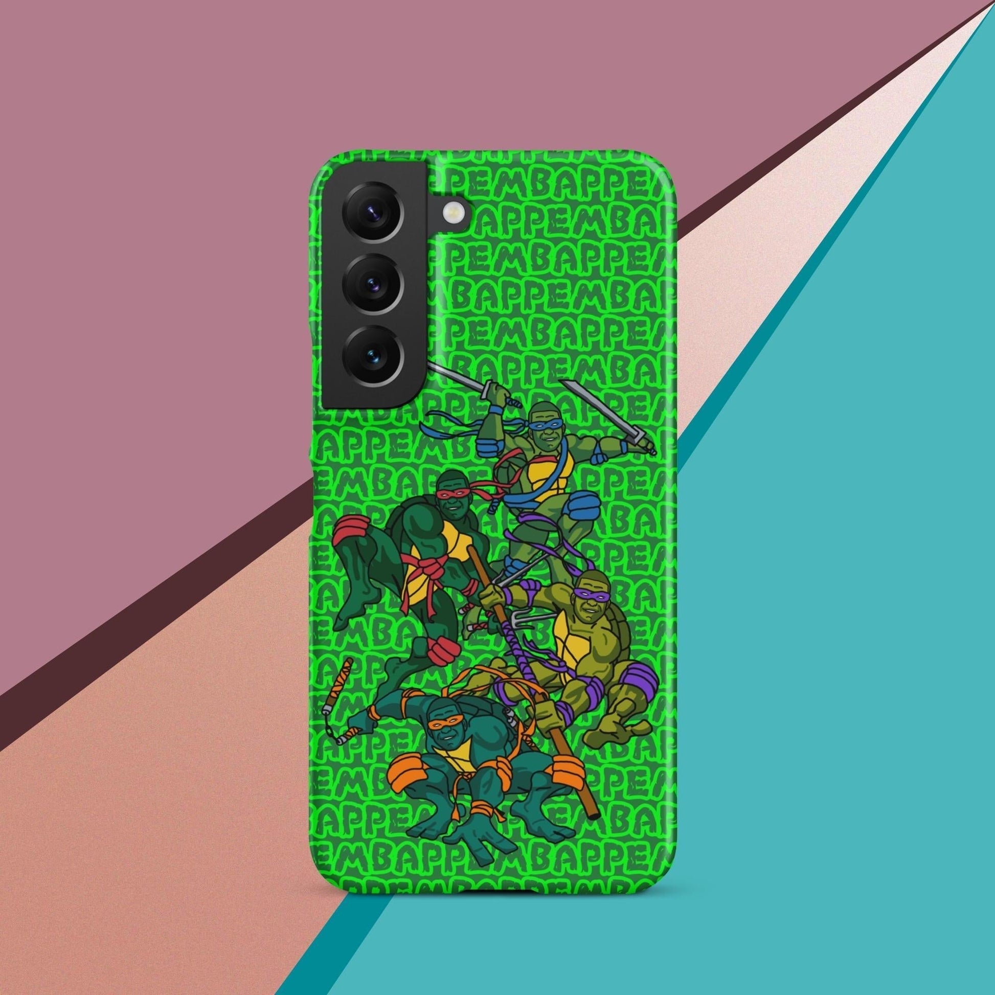 Kylian Mbappe Ninja Turtles funny football/ soccer meme Snap case for Samsung® green Matte Samsung Galaxy S22 Mobile Phone Cases Football Kylian Mbappe Ninja Turtles PSG Real Madrid Next Cult Brand