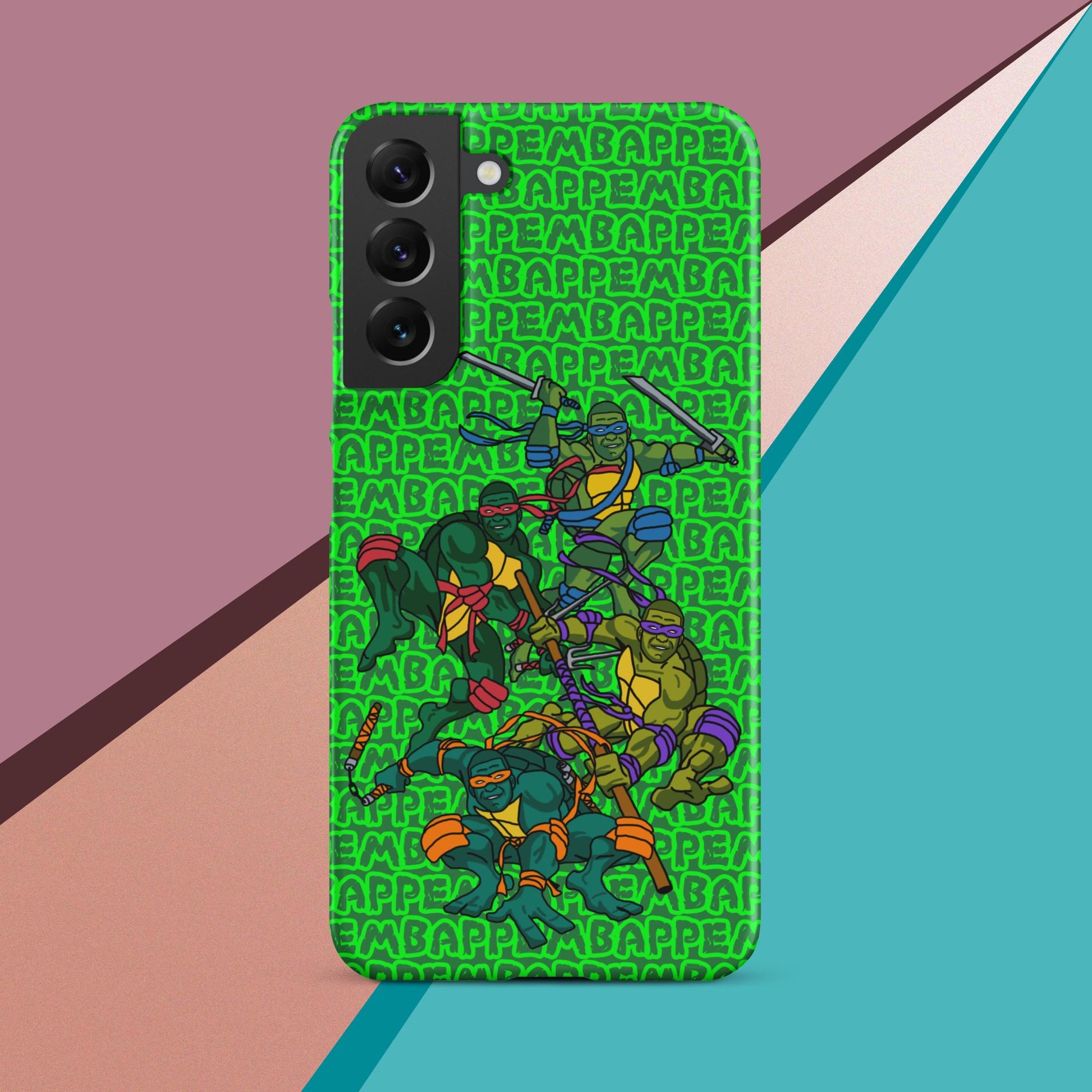 Kylian Mbappe Ninja Turtles funny football/ soccer meme Snap case for Samsung® green Matte Samsung Galaxy S22 Plus Mobile Phone Cases Football Kylian Mbappe Ninja Turtles PSG Real Madrid Next Cult Brand