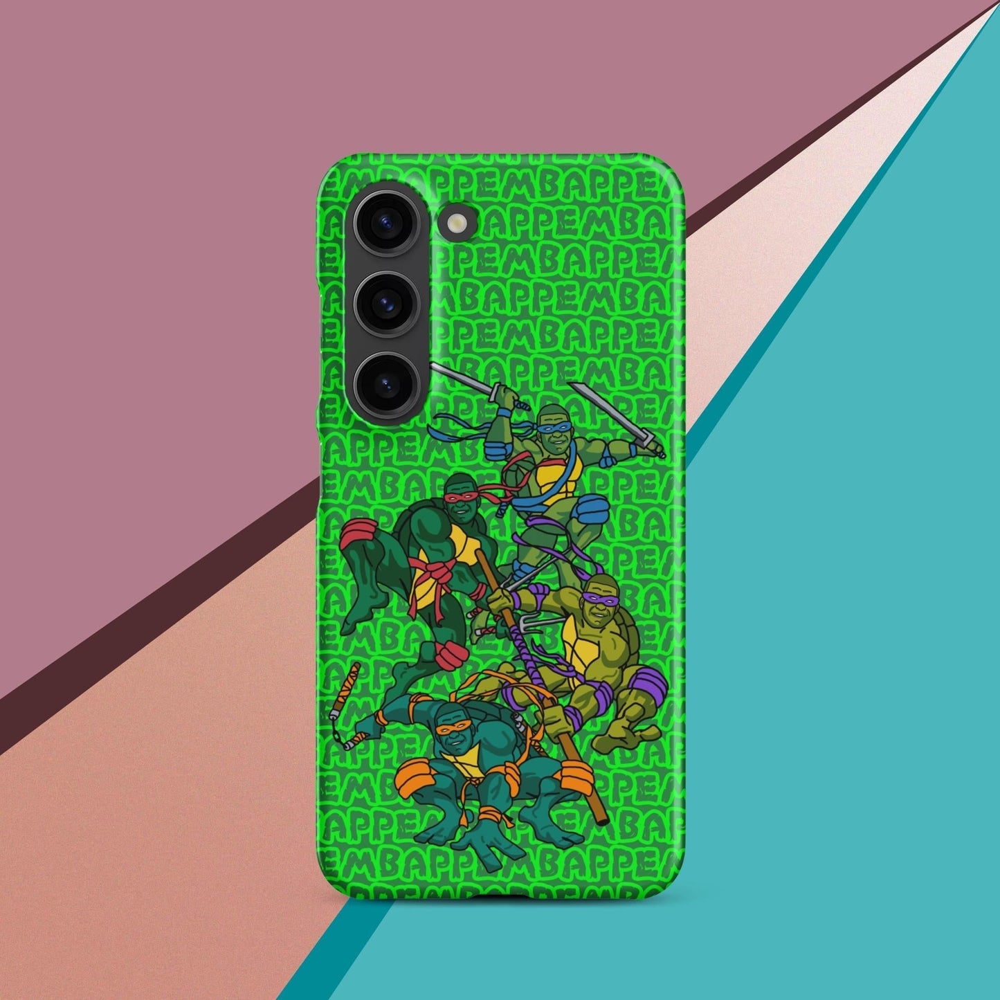 Kylian Mbappe Ninja Turtles funny football/ soccer meme Snap case for Samsung® green Matte Samsung Galaxy S23 Mobile Phone Cases Football Kylian Mbappe Ninja Turtles PSG Real Madrid Next Cult Brand