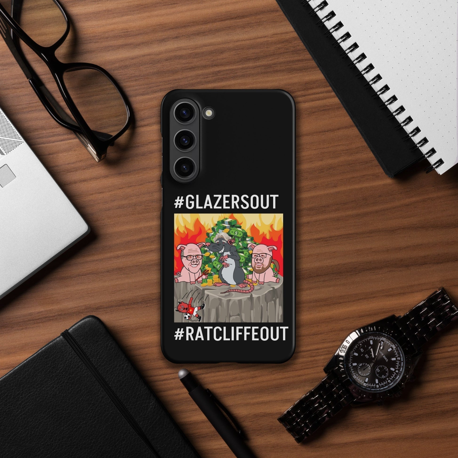 Manchester United Ratcliffe Out, Glazers Out Snap case for Samsung® black Matte Samsung Galaxy S23 Plus Mobile Phone Cases Football GlazersOut Manchester United RatcliffeOut Next Cult Brand