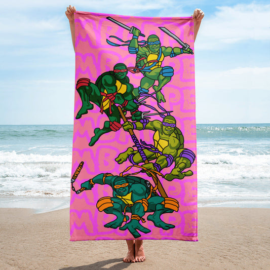 Kylian Mbappe Ninja Turtles funny football/ soccer meme Towel pink Next Cult Brand Football, Kylian Mbappe, Ninja Turtles, PSG