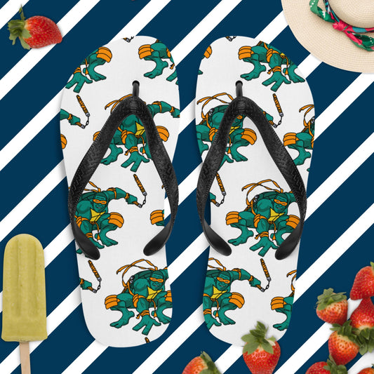 Kylian Mbappe Orange Ninja Turtle Michelangelo Flip-Flops Next Cult Brand Football, Kylian Mbappe, Michelangelo, Ninja Turtles, PSG