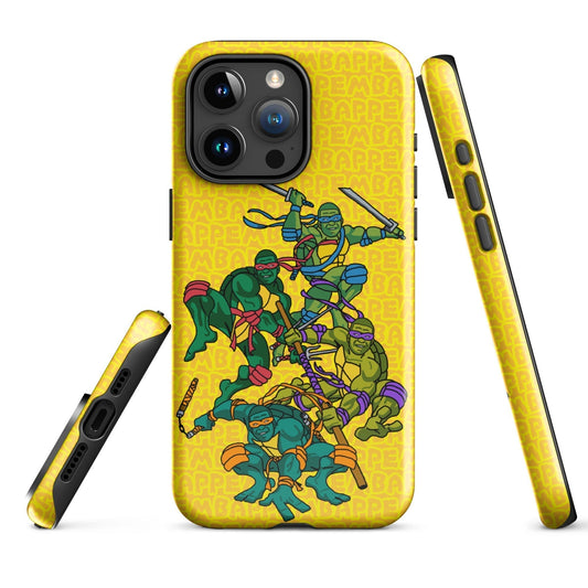 Kylian Mbappe Ninja Turtles funny football/ soccer meme Tough Case for iPhone® yellow Glossy iPhone 15 Pro Max Mobile Phone Cases Football Kylian Mbappe Ninja Turtles PSG Real Madrid Next Cult Brand