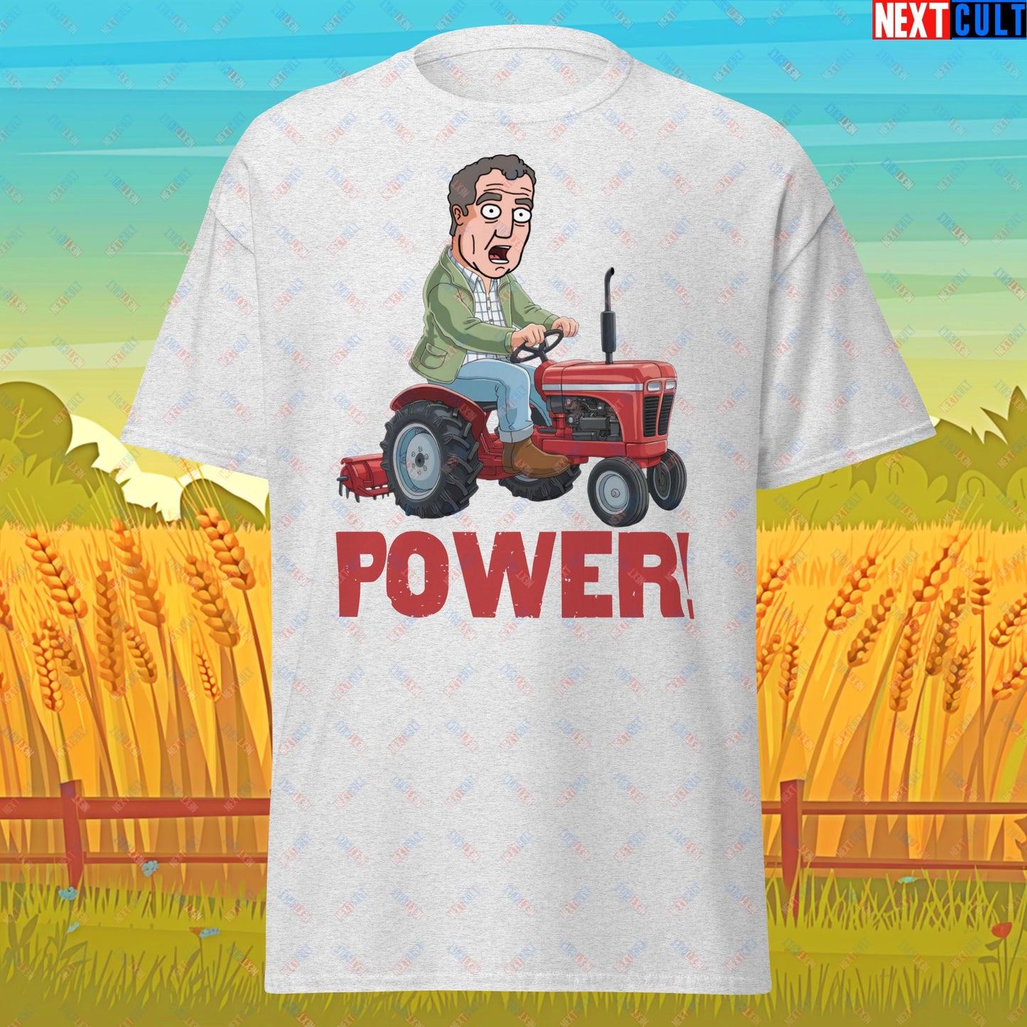 Speed and Power Tractor Jeremy Clarkson's Farm Diddly Squat Grand Tour Top Gear Funny Meme Cartoon Unisex tee Ash T-shirts Clarkson's Farm Grand Tour Jeremy Clarkson Top Gear TV Shows Next Cult Brand