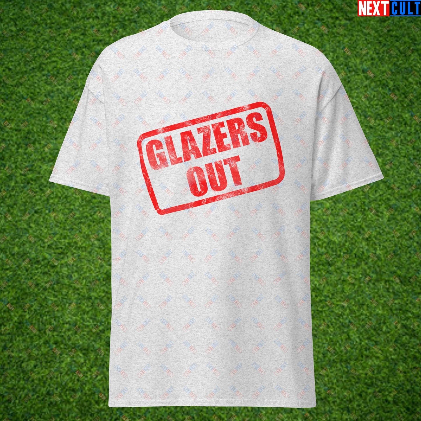 Glazers Out Stop The Glazers Ruining Manchester United Fan Protest Against Glazers Unisex tee Ash T-shirts Football GlazersOut Manchester United Next Cult Brand