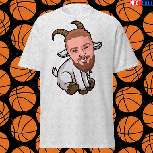 Domantas Sabonis GOAT T-Shirt - Funny Basketball Meme Casual Top - Greatest of All Time Tee for Sacramento Kings and Lithuania Fans - Perfect Gift for Basketball Lovers Ash T-shirts Basketball Domantas Sabonis G.O.A.T. NBA Sacramento Kings Next Cult Brand