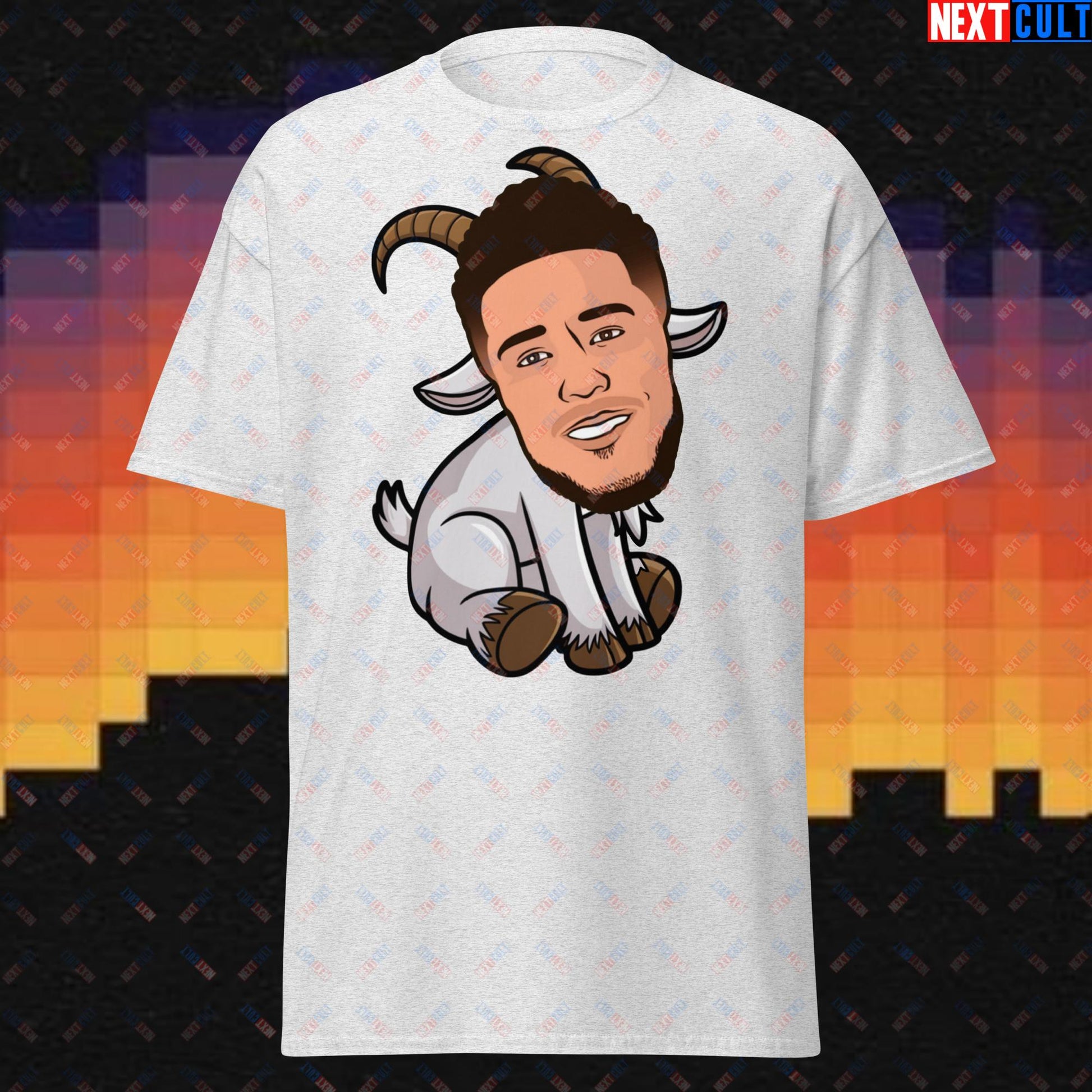 Devin Booker GOAT T-Shirt - Funny Basketball Meme Casual Top - Phoenix Suns Greatest of All Time Tee for Basketball Fans - Perfect Gift for Devin Booker Fans Ash T-shirts Basketball Devin Booker G.O.A.T. NBA Phoenix Suns Next Cult Brand