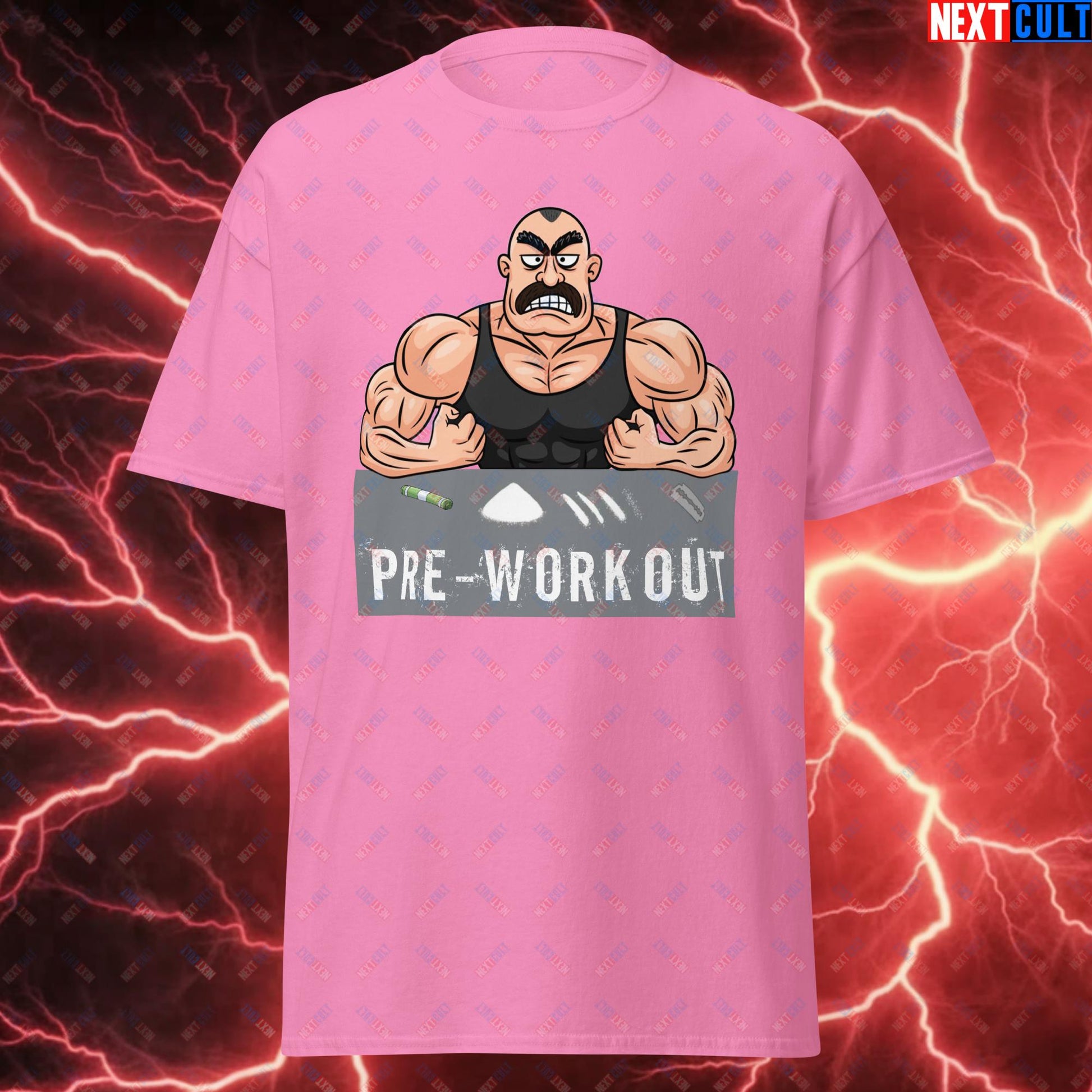 I Love Pre-workout Gym Bro Fitness Bodybuilding Workout Weightlifting Powerlifting Funny Meme Cartoon Unisex tee Azalea T-shirts Fitness Gym Workout Next Cult Brand