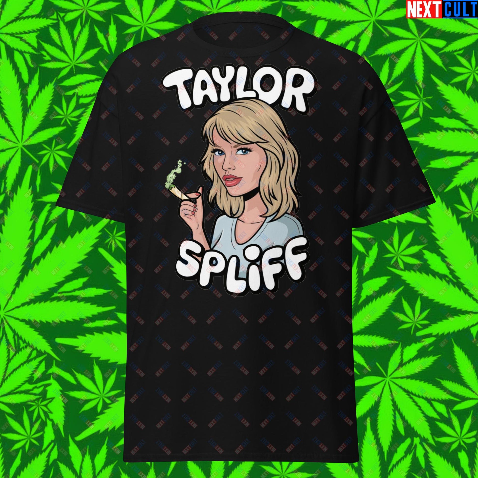 Taylor Spliff Pop Music Star Pothead Stoner Funny Weed Meme Unisex tee Black T-shirts Music Weed Next Cult Brand