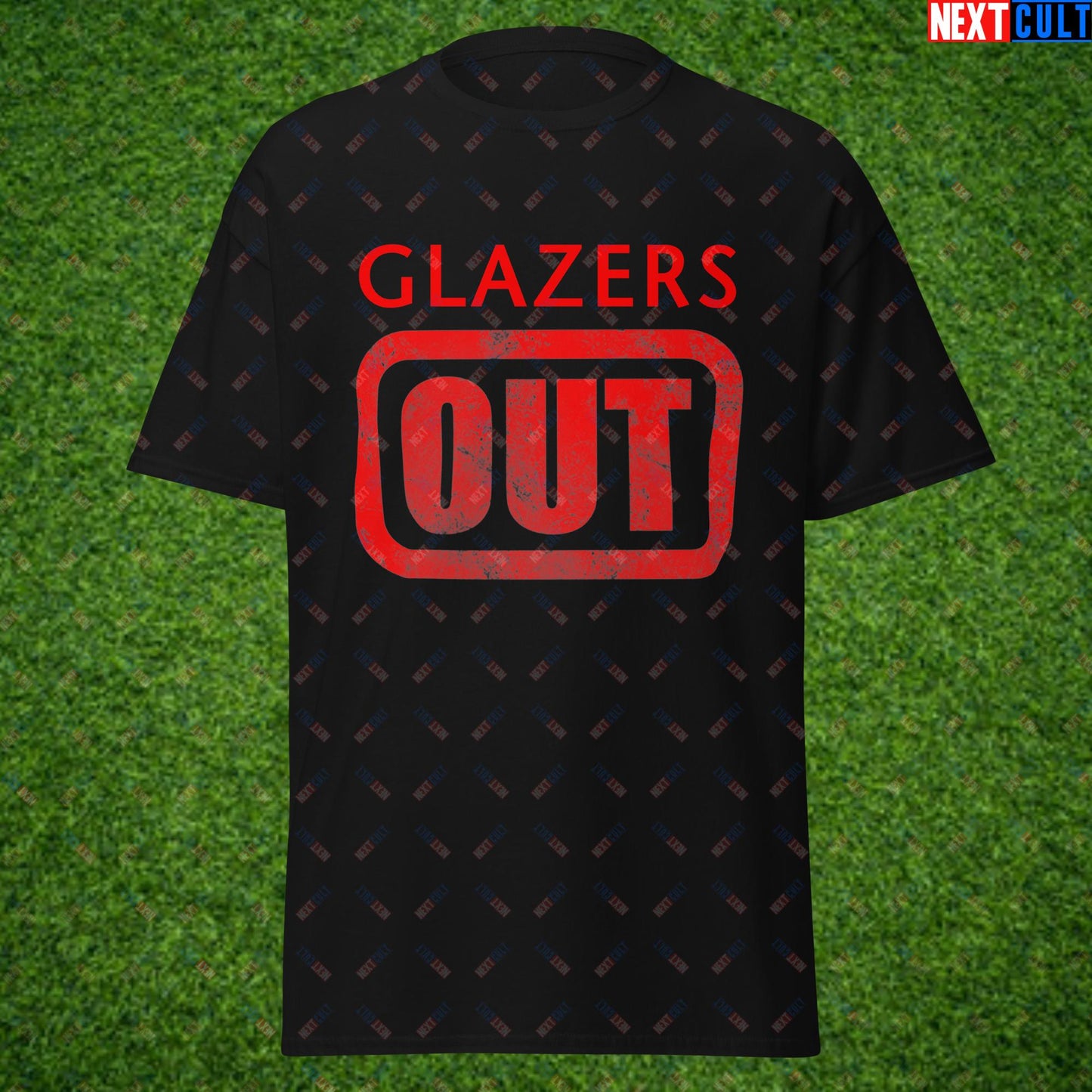 Glazers Out Manchester United Fan Protest Against Glazers Unisex tee Black T-shirts Football GlazersOut Manchester United Next Cult Brand