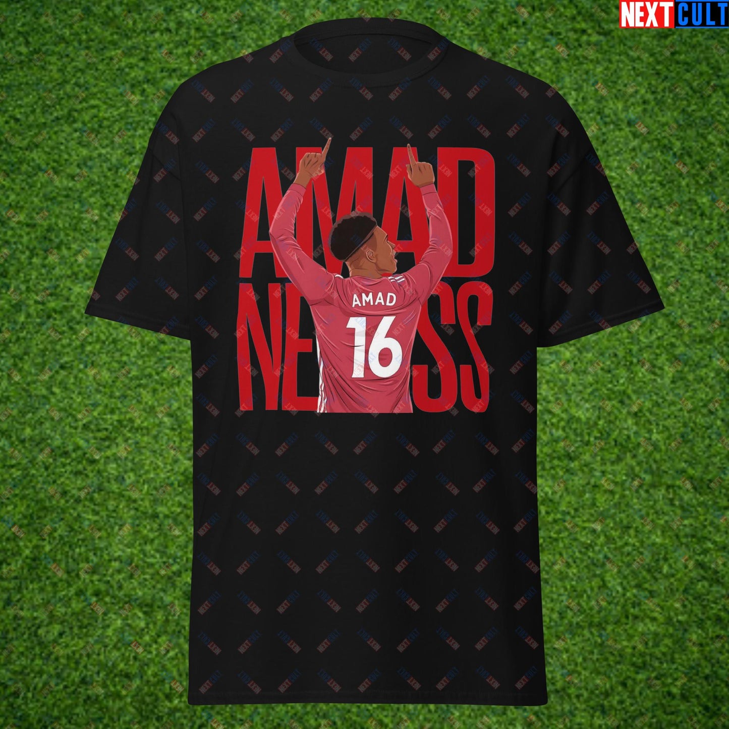 AMADNESS Amad Diallo Manchester United Funny Meme Cartoon Unisex tee Black T-shirts Football Manchester United Next Cult Brand