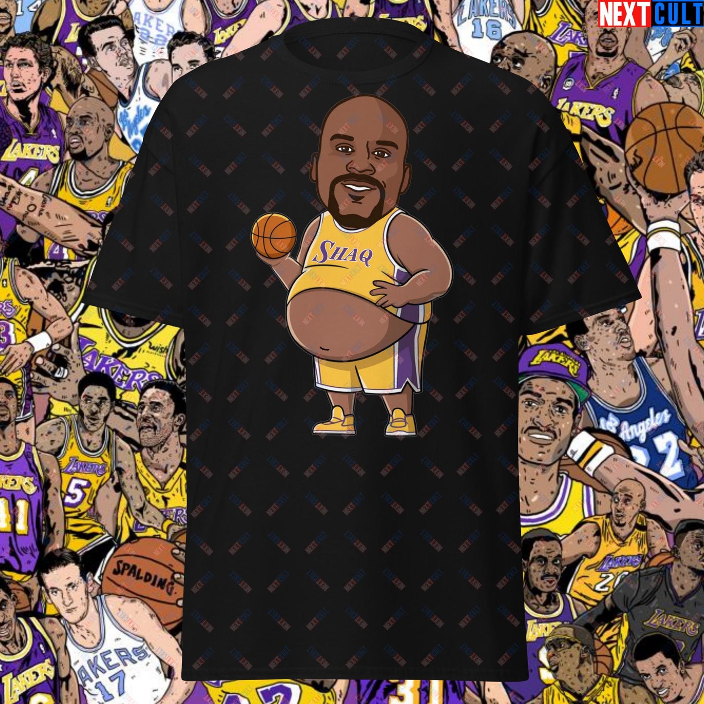 Fat Shaq Funny Basketball Meme T-Shirt - Big Shaq Dominance Casual Top for Basketball Fans - Perfect Gift for Shaq Fans Unisex tee Black T-shirts Basketball Los Angeles Lakers NBA Shaq Next Cult Brand