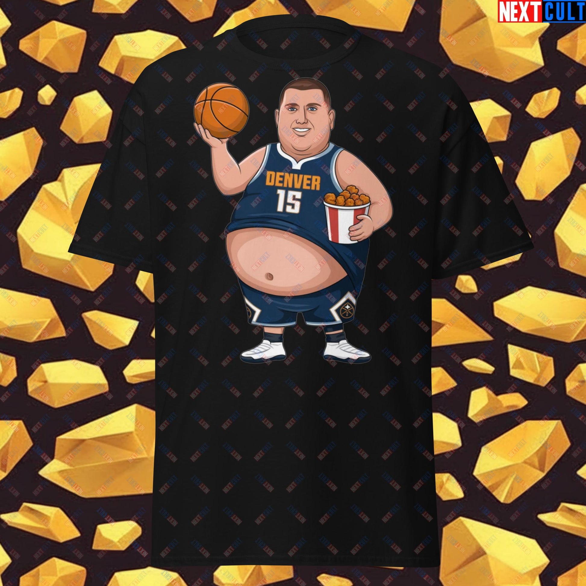 Fat Jokic Denver Nuggets T-Shirt - Funny Basketball Meme Casual Top - Big Jokic Dominance Tee for Basketball Fans - Perfect Gift for Jokic Fans Black T-shirts Basketball Denver Nuggets NBA Nikola Jokic Next Cult Brand