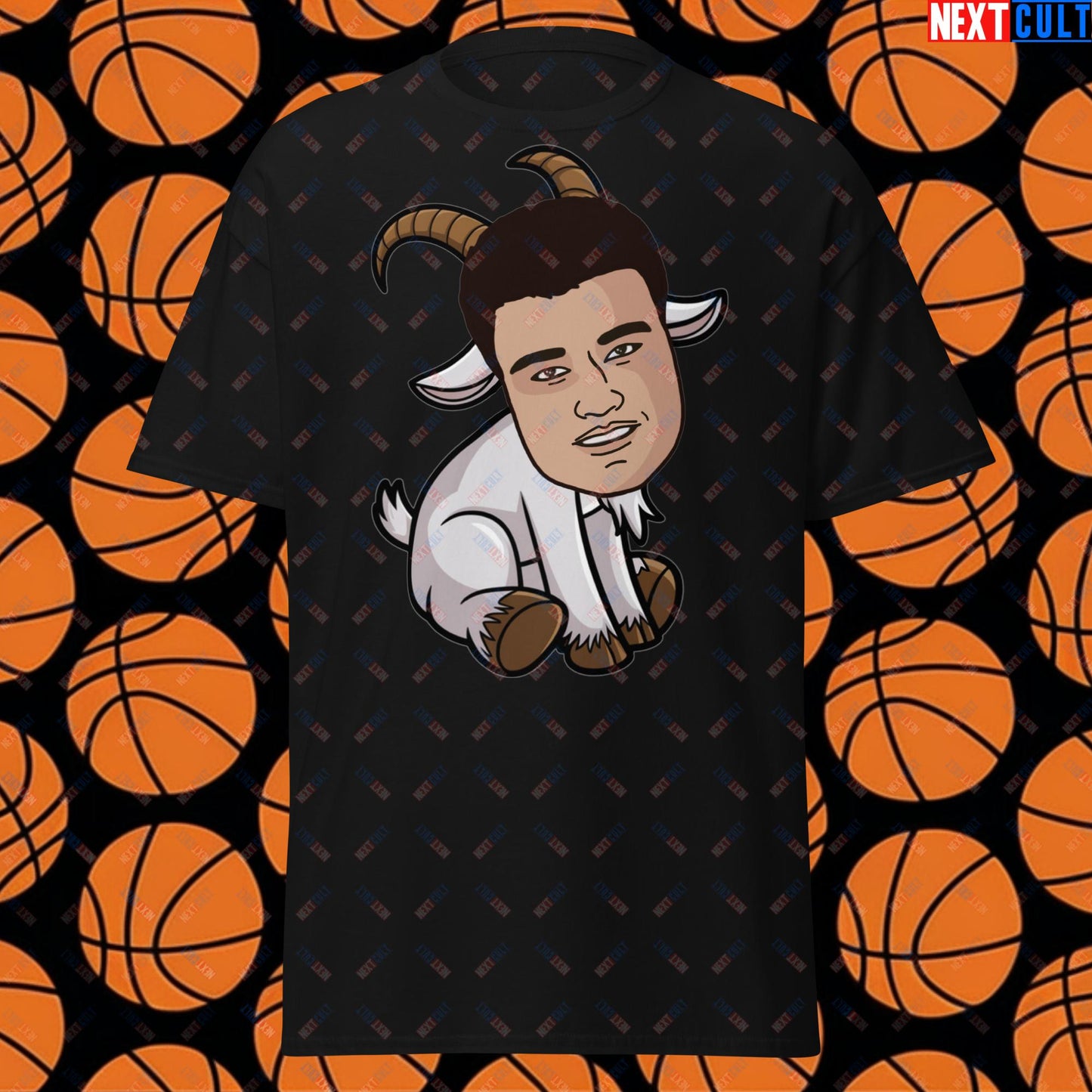 Yao Ming GOAT T-Shirt - Funny Basketball Meme Casual Top - Greatest of All Time Tee for Houston Rockets Fans - Perfect Gift for Yao Ming Fans Black T-shirts Basketball G.O.A.T. Houston Rockets NBA Yao Ming Next Cult Brand