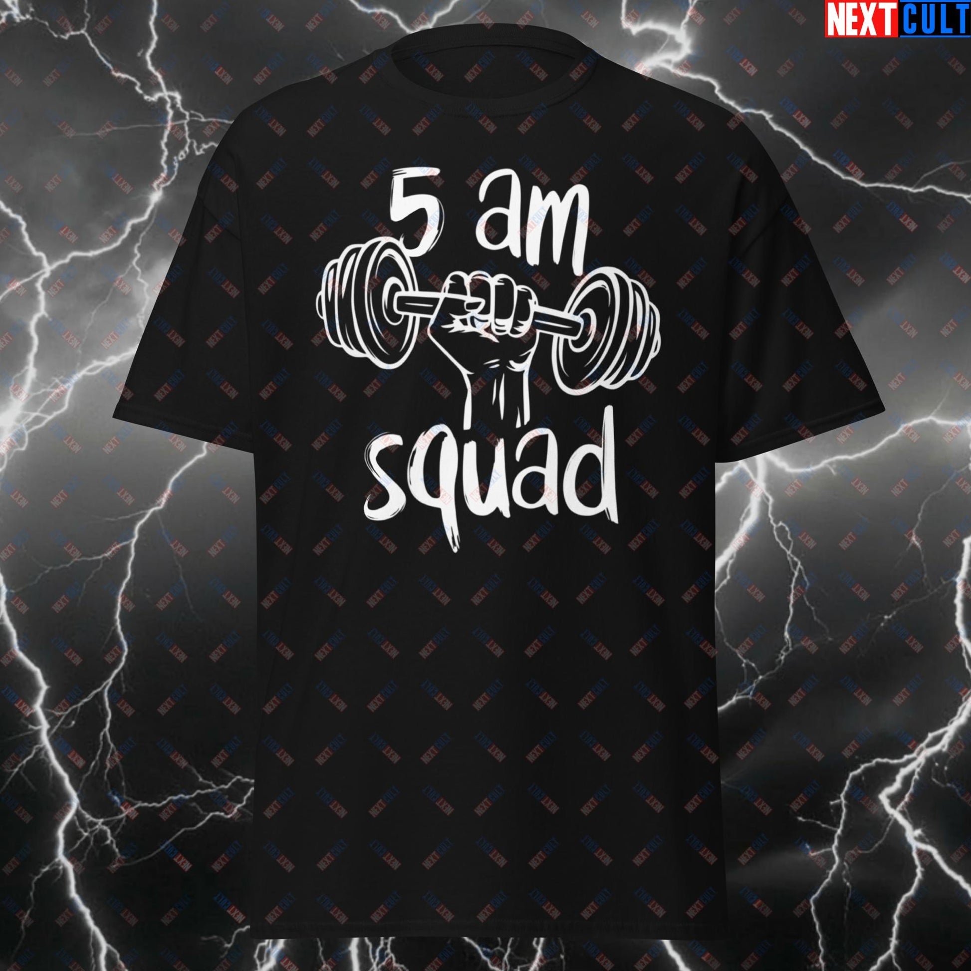 5 AM Squad Funny Gym T-Shirt – Morning Lifters Workout Tee – Gym Bro Meme Fitness Tshirt for Bodybuilding & Lifting T-shirts Bodybuilding Fitness Gym Pump Cover Workout Next Cult Brand