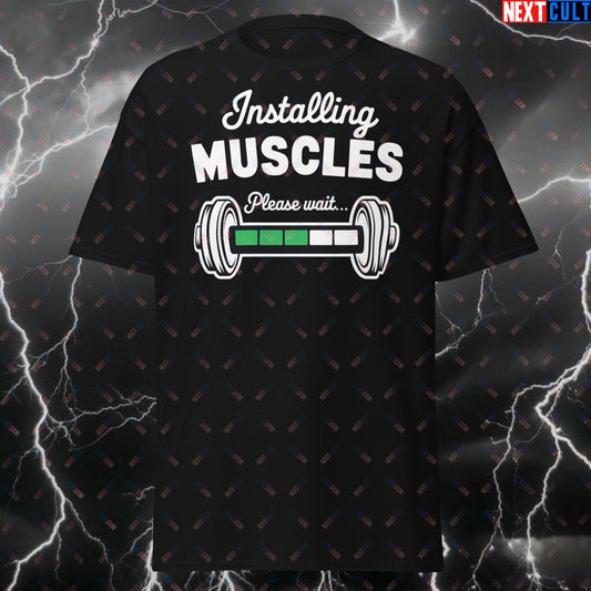 Funny Gym Meme T-Shirt – Installing Muscles Workout Tee – Fitness & Bodybuilding Lifting Shirt for Gym Bros & Gains T-shirts Bodybuilding Fitness Gym Pump Cover Workout Next Cult Brand