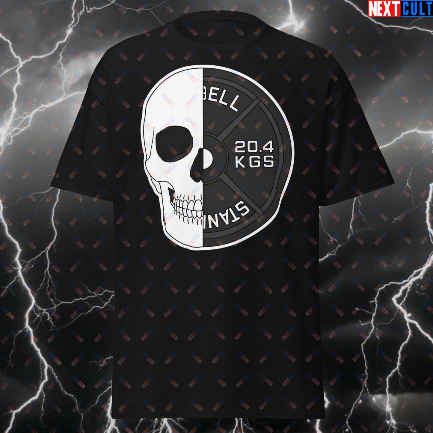Platehead Gym Skull T-Shirt - Funny Powerlifting & Weightlifting Meme Tee for Gym Bros & Fitness Lifters Black T-shirts Bodybuilding Fitness Gym Halloween Powerlifting Pump Cover Workout Next Cult Brand