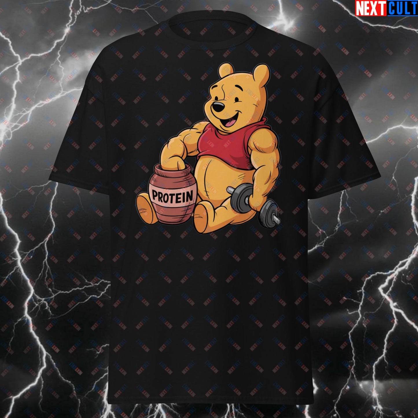 Gym Bear Protein Bear Funny Workout T-Shirt – Fitness Meme Tee for Lifters, Bodybuilding & Gym Bros – Hilarious Gains Tshirt Black T-shirts Bodybuilding Films Fitness Gym Pump Cover Workout Next Cult Brand