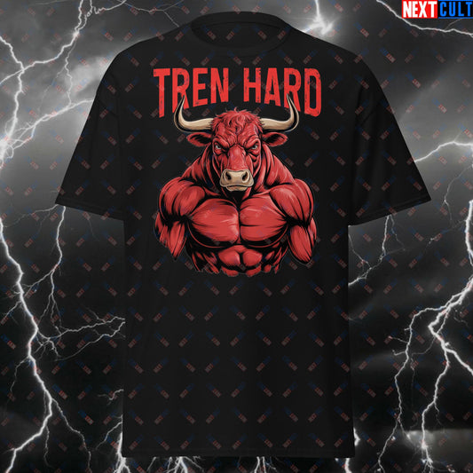 Tren Hard Bull Not Natty Gym T-Shirt - Funny Workout Fitness Tee for Lifters & Bodybuilding Meme Fans - Pump Cover Tshirt T-shirts Bodybuilding Fitness Gym Pump Cover Workout Next Cult Brand