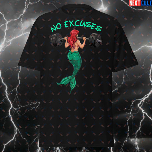 No Excuses Mermaid Gym T-Shirt – Funny Workout Tee for Strong Women, Leg Day Meme Pump Cover for Lifters & Fitness Motivation T-shirts Bodybuilding Fitness Gym Pump Cover Workout Next Cult Brand