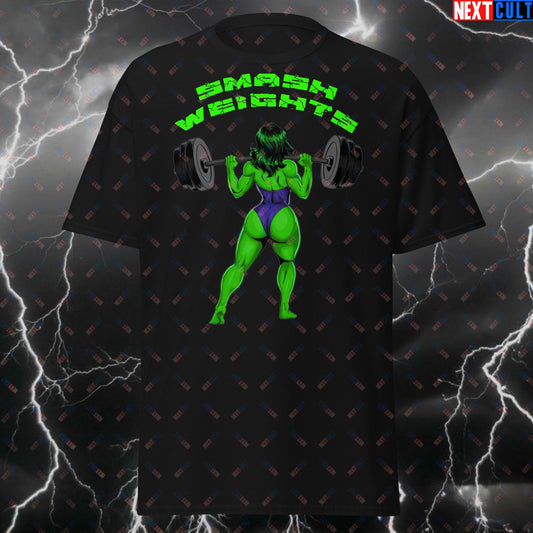 Funny Gym Meme T-Shirt - Smash Weights Tee for Gym Girl, Bootybuilder & Lifters - Leg Day Pump Cover Workout Top T-shirts Bodybuilding Fitness Gym Hulk Pump Cover Superheroes Workout Next Cult Brand
