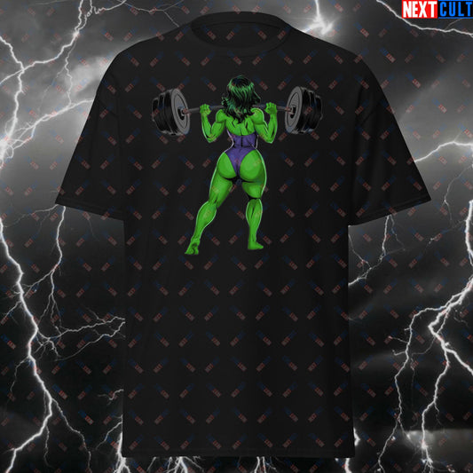 Gym Girl Funny Workout T-Shirt – Bootybuilder Tee | Squats & Gains Meme Tshirt | Gym Superhero Pump Cover | Leg Day Top T-shirts Bodybuilding Fitness Gym Hulk Pump Cover Superheroes Workout Next Cult Brand
