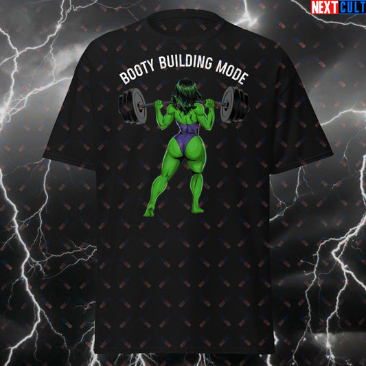 Booty Building Mode Gym Girl T-Shirt - Funny Workout Tee for Squats, Leg Day & Gains - Fitness Meme Tshirt for Lifters T-shirts Bodybuilding Fitness Gym Hulk Pump Cover Superheroes Workout Next Cult Brand