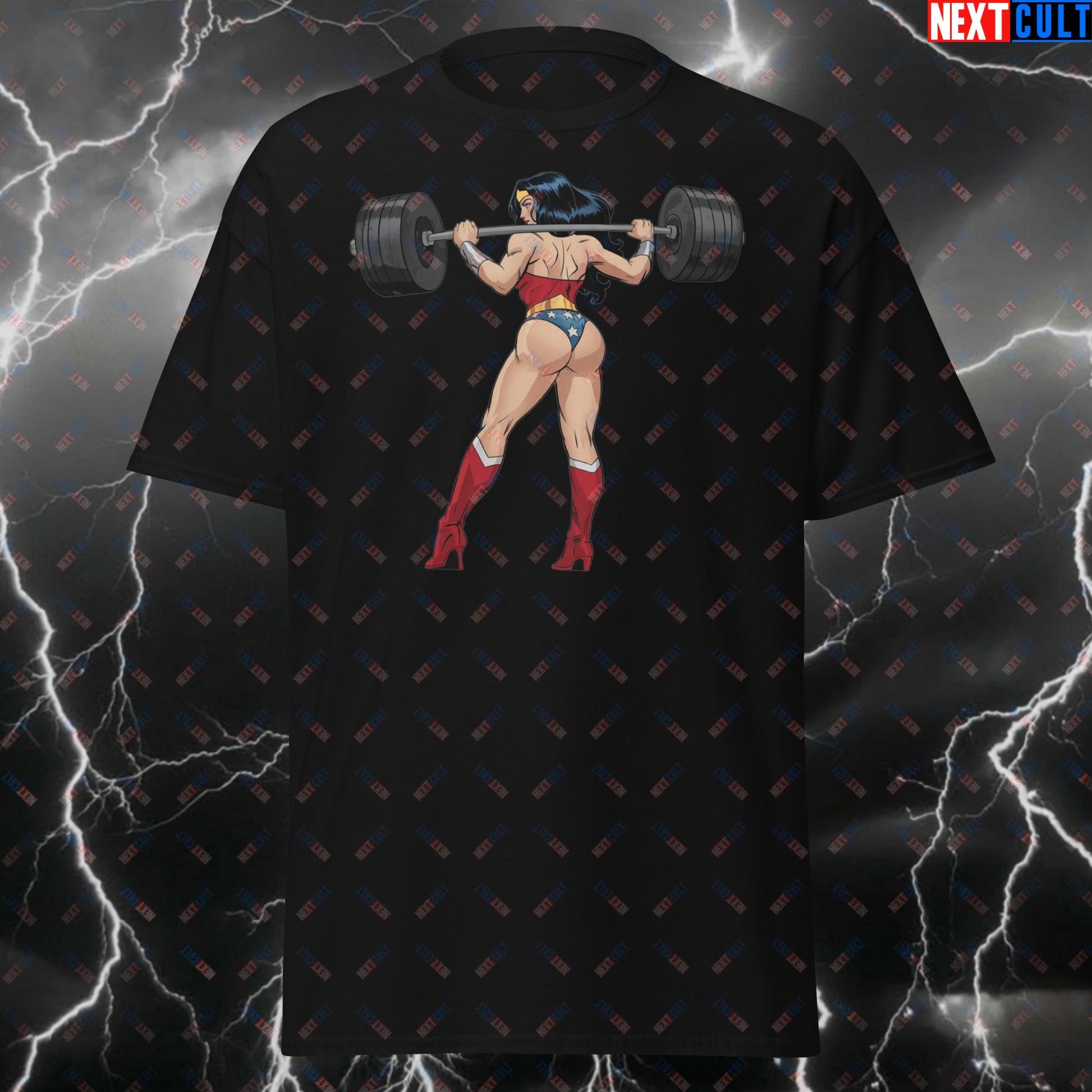 Wonder Lifter Gym Superhero T-Shirt – Funny Squats & Leg Day Tee for Bootybuilder, Powerlifting & Fitness Gains – Meme Tshirt T-shirts Bodybuilding Fitness Gym Pump Cover Superheroes Wonder Woman Workout Next Cult Brand
