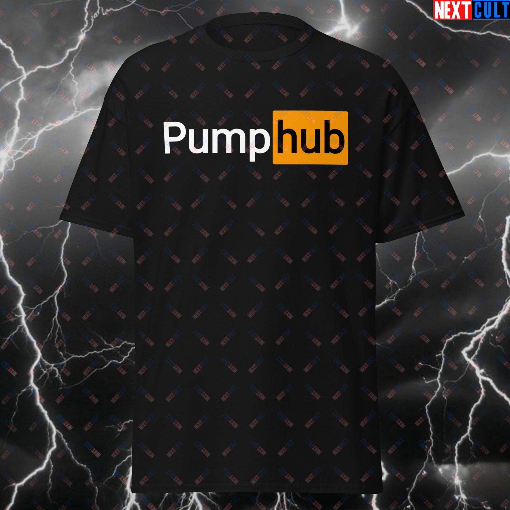 Pump Hub Funny Gym T-Shirt - Workout Tee for Lifters & Gym Bros - Pump Cover Fitness Meme Tshirt for Bodybuilding & Gains T-shirts Bodybuilding Fitness Gym Pump Cover Workout Next Cult Brand