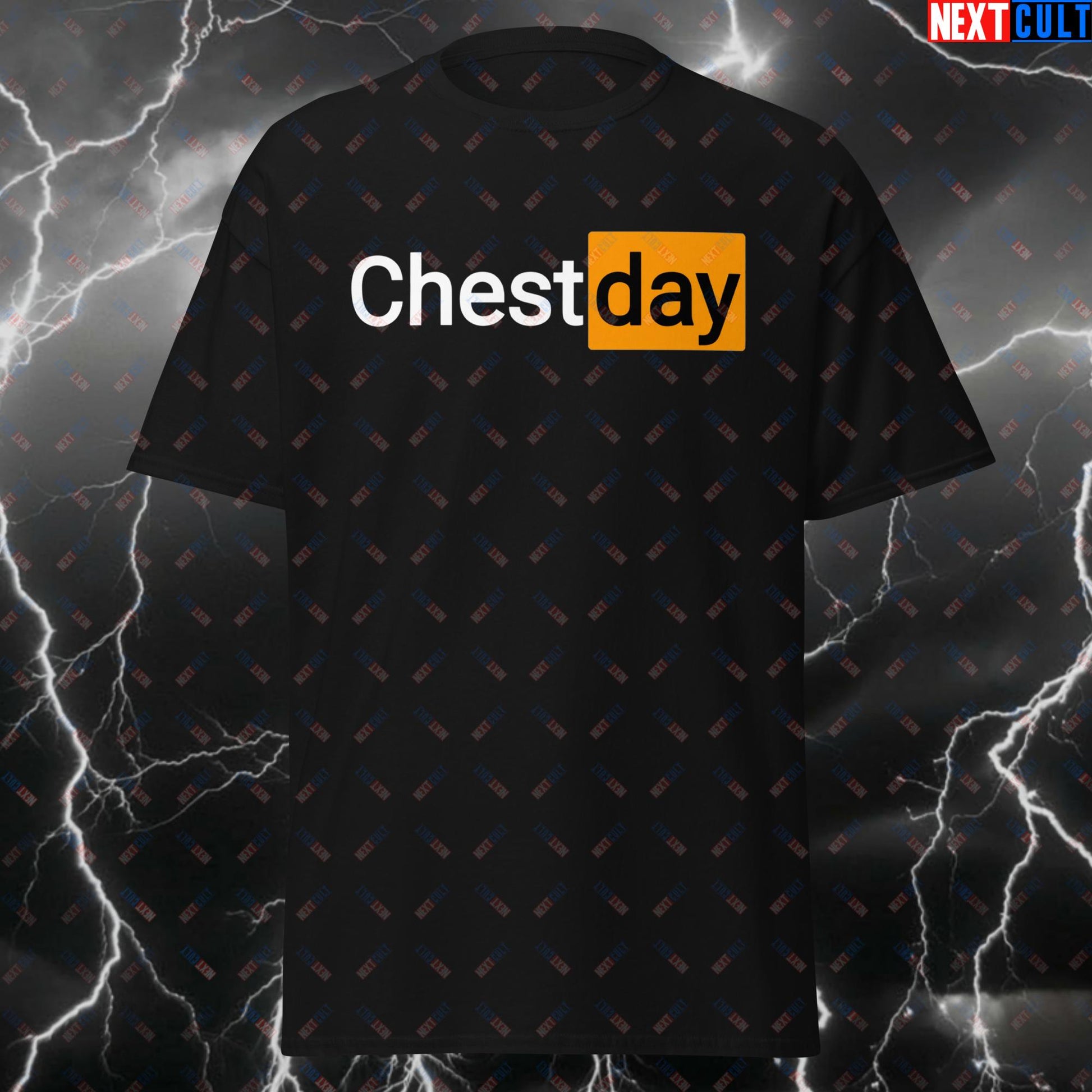 Chest Day T-Shirt - Funny Gym Bro Workout Tee for Bench Press & Powerlifting Gains - Pump Cover Fitness Meme Shirt T-shirts Bodybuilding Fitness Gym Powerlifting Pump Cover Workout Next Cult Brand