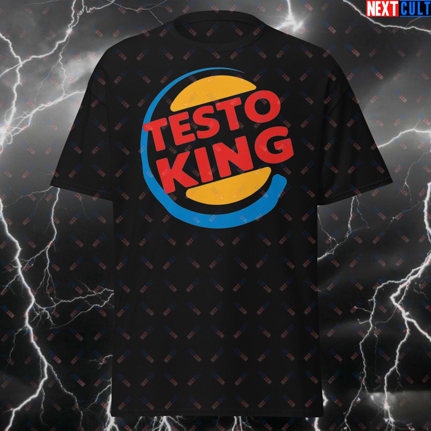 Testo King Funny Gym T-Shirt - Testosterone Pump Cover Tee for Gym Bros, Lifters & Bodybuilding Meme Fans T-shirts Bodybuilding Fitness Gym Pump Cover Workout Next Cult Brand