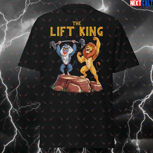Lift King Gym Lion Funny Workout T-Shirt – Pump Cover Tee for Gymbros, Powerlifting & Bodybuilding Meme Tshirt T-shirts Bodybuilding Fitness Gym Pump Cover Workout Next Cult Brand
