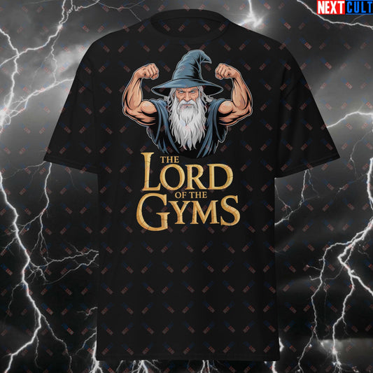 Lord of the Gyms Funny Gym T-Shirt - Gym Wizard Meme Tee for Lifters, Workout Pump Cover Top for Fitness & Bodybuilding Gains T-shirts Bodybuilding Fitness Gym Lord of the Rings Pump Cover Workout Next Cult Brand