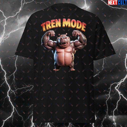 Tren Mode Gym Hippo Funny T-Shirt - Gym Meme Tee for Lifters, Workout Pump Cover Top for Bodybuilding & Fitness Gains T-shirts Bodybuilding Fitness Gym Pump Cover Workout Next Cult Brand