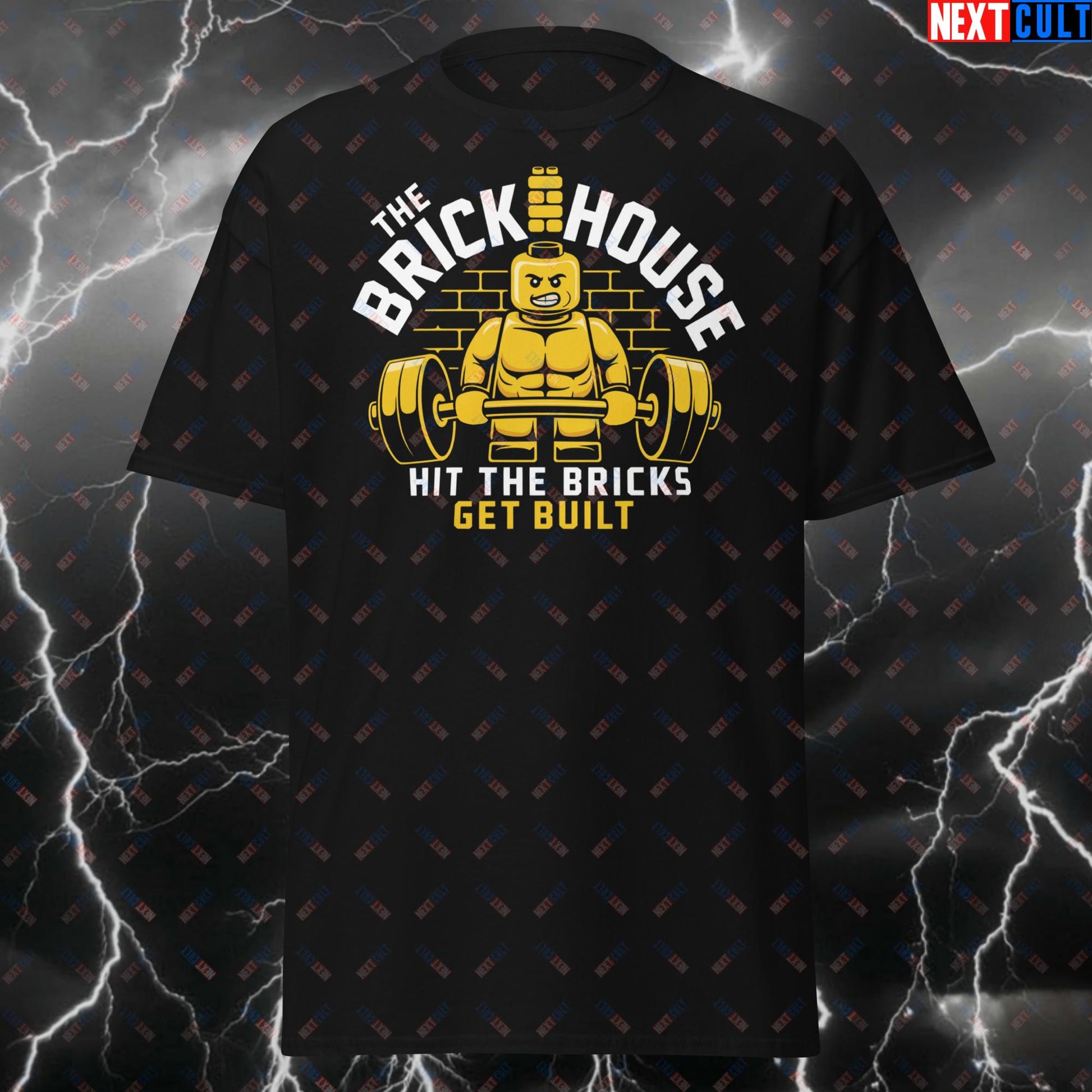 The Brickhouse Gym Meme T-Shirt - Funny Workout Tee for Lifters & Gymbros - Hit The Bricks Get Built Pump Cover Tshirt Top T-shirts Bodybuilding Fitness Gym LEGO Pump Cover Workout Next Cult Brand