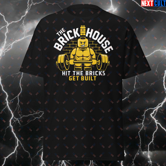 The Brickhouse Gym Meme T-Shirt - Funny Workout Tee for Lifters & Gymbros - Hit The Bricks Get Built Pump Cover Tshirt Top T-shirts Bodybuilding Fitness Gym LEGO Pump Cover Workout Next Cult Brand