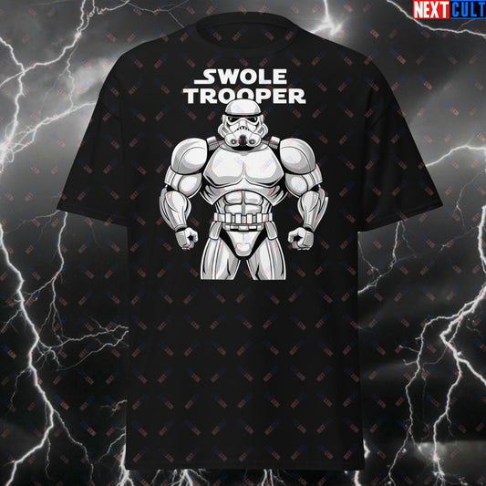 Swole Trooper Gym T-Shirt - Sci-Fi Movie Inspired Pump Cover Tee for Lifters, Gymbros & Fitness Meme Lovers T-shirts Bodybuilding Fitness Gym Pump Cover Star Wars Workout Next Cult Brand