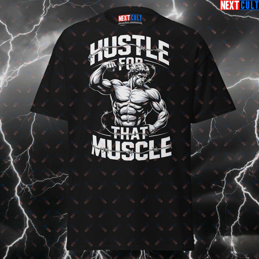Funny Gym Shirt for Men - Hustle For That Muscle Pump Cover T-Shirt - Greek God Gym Meme Tee for Workout & Fitness Gains T-shirts Bodybuilding Fitness Gym Pump Cover Workout Next Cult Brand