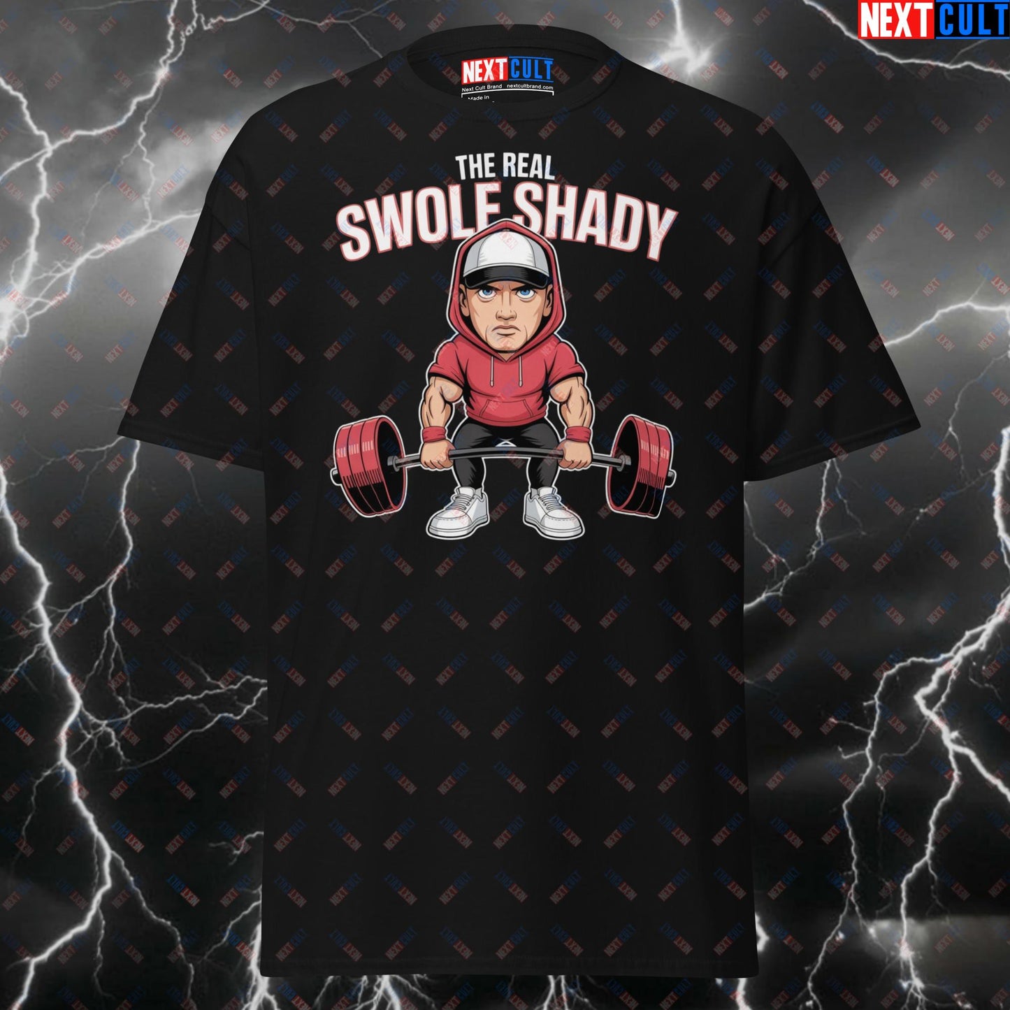 Funny Gym Shirt - The Real Swole Shady Pump Cover T-Shirt - Rap & Hip Hop Gym Meme Tee for Lifters, Bodybuilding & Fitness T-shirts Eminem Fitness Gym Hip Hop Pump Cover Workout Next Cult Brand
