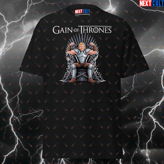 Funny Gym Shirt - Gain of Thrones Pump Cover T-Shirt for Lifters, Gym Meme Tee, Workout Fitness Top for Bodybuilding & Powerlifting Bros T-shirts Fitness Gym Pump Cover TV Workout Next Cult Brand