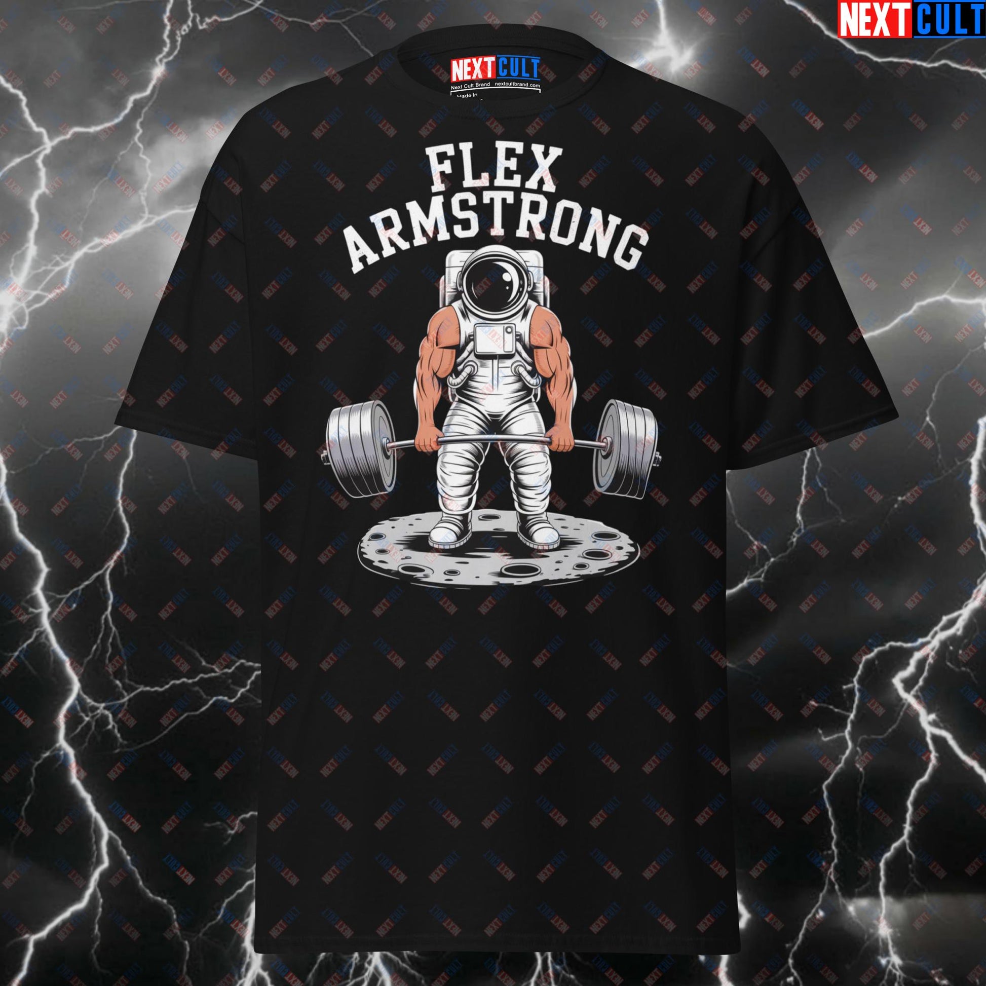 Funny Gym Shirt for Lifters – Flex Armstrong Astronaut Moon Huge Arms Pump Cover T-Shirt – Meme Gymbro Workout Tee T-shirts Bodybuilding Fitness Gym Pump Cover Workout Next Cult Brand