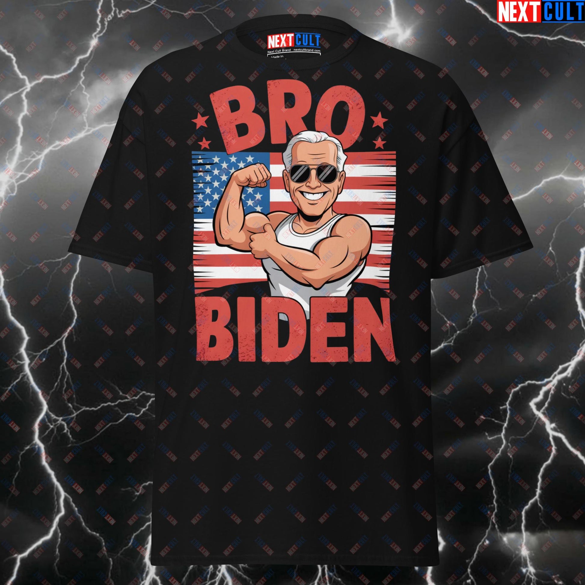 Bro Biden Patriotic Gym T-Shirt - Funny 4th of July Pump Cover Tee for Lifters, USA Workout Shirt & Meme Fitness Top T-shirts 4th of July Bodybuilding Fitness Gym Joe Biden Pump Cover Workout Next Cult Brand
