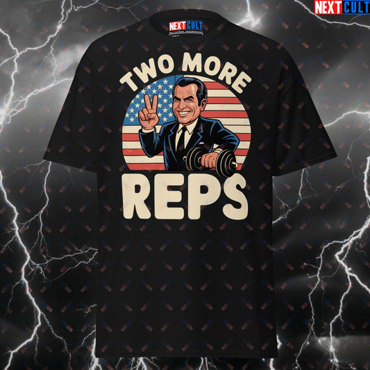 Funny Patriotic Gym T-Shirt - Two More Reps Nixon 4th of July Pump Cover Tee for Lifters & Gymbros T-shirts 4th of July Bodybuilding Fitness Gym Pump Cover Workout Next Cult Brand