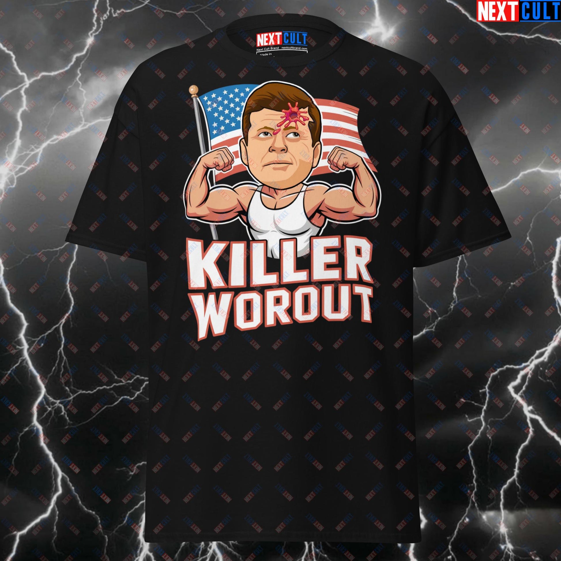 Funny Patriotic Gym T-Shirt - Killer Workout Pump Cover Tee with JFK Meme for 4th of July & Fitness Gains T-shirts 4th of July Fitness Gym Halloween JFK Pump Cover Workout Next Cult Brand