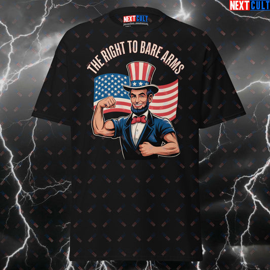 Funny Patriotic Gym T-Shirt - Abraham Lincoln Pump Cover Tee - Right To Bare Arms USA Fitness Meme Shirt for Lifters T-shirts 4th of July Abraham Lincoln Bodybuilding Fitness Gym Pump Cover Workout Next Cult Brand