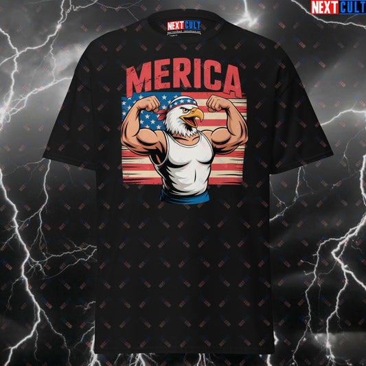 Funny Patriotic Gym T-Shirt - Merica Bald Eagle Pump Cover Tee for 4th of July, Workout & Gains (USA Fitness Meme Shirt) T-shirts 4th of July Bodybuilding Fitness Gym Pump Cover Workout Next Cult Brand