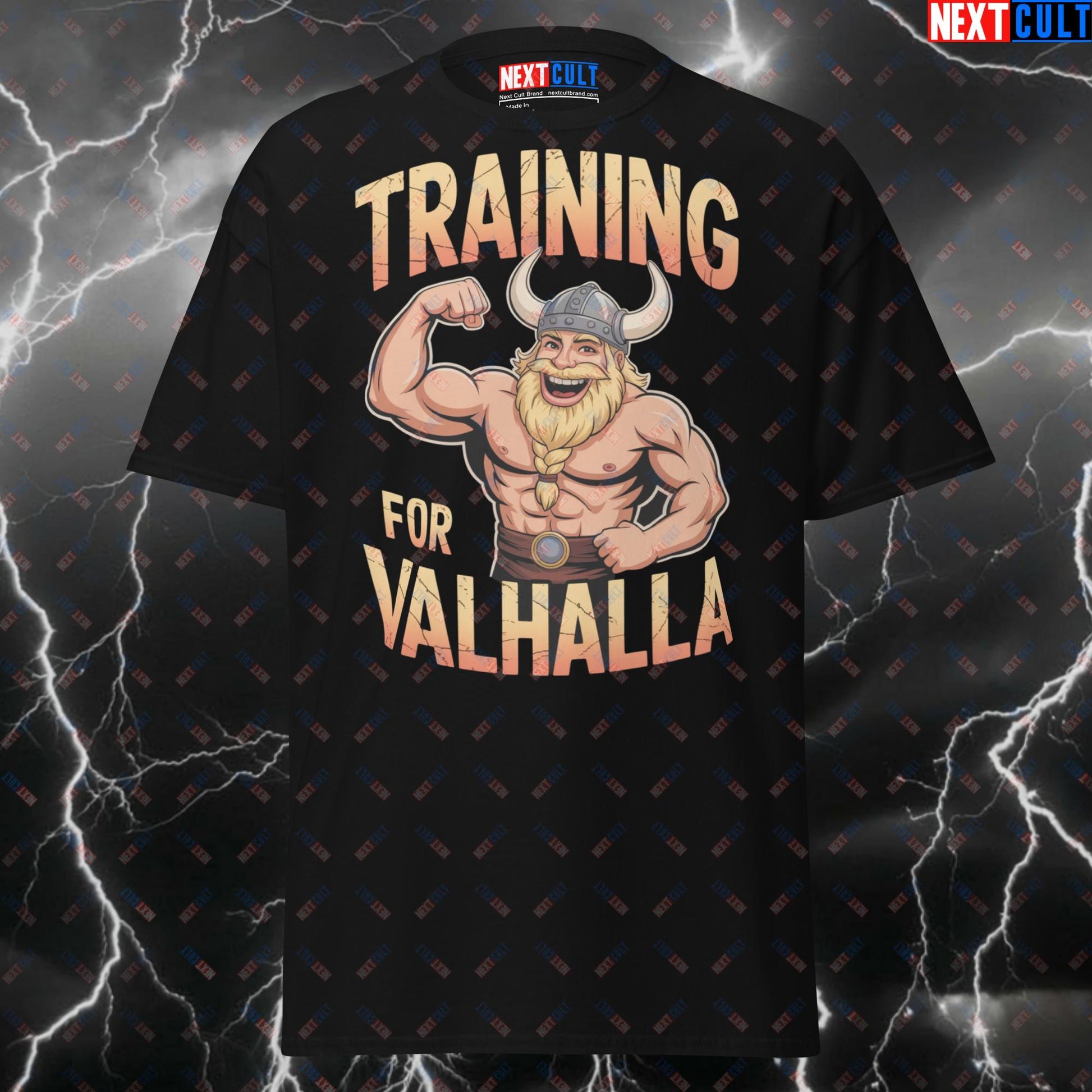 Funny Viking Gym Shirt - Training For Valhalla Pump Cover Tee for Lifters, Gymbros & Fitness Gains T-shirts Bodybuilding Fitness Gym Pump Cover Vikings Workout Next Cult Brand