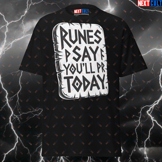 Funny Viking Gym Shirt – Runes Say You'll PR Today Tee | Norse Workout Pump Cover for Lifters & Gymbros T-shirts Bodybuilding Fitness Gym Pump Cover Vikings Workout Next Cult Brand